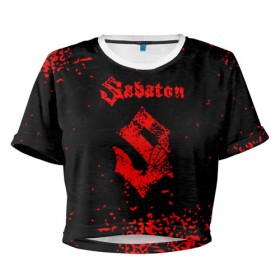 Женская футболка Cropp-top с принтом SABATON в городе Новоалтайск, 100% полиэстер | круглая горловина, длина футболки до линии талии, рукава с отворотами | battle metal. | primo victoria | sabaton | the art of war | the great war | группа | йоаким броден | латный ботинок | метал | пауэр | рыцарские доспехи | сабатон | собатон | хэви