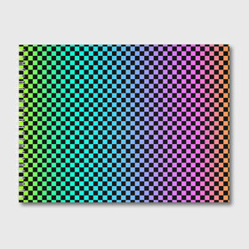 Альбом для рисования с принтом Checkerboard Color в городе Новоалтайск, 100% бумага
 | матовая бумага, плотность 200 мг. | Тематика изображения на принте: checkerboard | gradient | бойчик | в клетку | в клеточку | градиент | клетка | музыка | орнамент | френдзона | шахматная доска | шашки