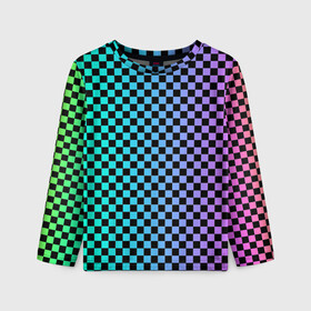 Детский лонгслив 3D с принтом Checkerboard Color  в городе Новоалтайск, 100% полиэстер | длинные рукава, круглый вырез горловины, полуприлегающий силуэт
 | checkerboard | gradient | бойчик | в клетку | в клеточку | градиент | клетка | музыка | орнамент | френдзона | шахматная доска | шашки