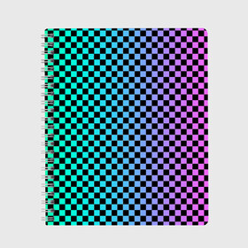Тетрадь с принтом Checkerboard Color в городе Новоалтайск, 100% бумага | 48 листов, плотность листов — 60 г/м2, плотность картонной обложки — 250 г/м2. Листы скреплены сбоку удобной пружинной спиралью. Уголки страниц и обложки скругленные. Цвет линий — светло-серый
 | Тематика изображения на принте: checkerboard | gradient | бойчик | в клетку | в клеточку | градиент | клетка | музыка | орнамент | френдзона | шахматная доска | шашки