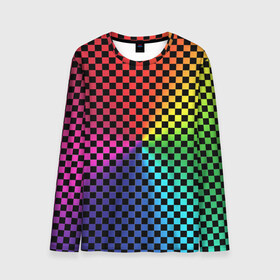 Мужской лонгслив 3D с принтом Checkerboard Color  в городе Новоалтайск, 100% полиэстер | длинные рукава, круглый вырез горловины, полуприлегающий силуэт | Тематика изображения на принте: checkerboard | gradient | бойчик | в клетку | в клеточку | градиент | клетка | музыка | орнамент | френдзона | шахматная доска | шашки