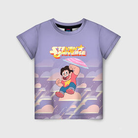 Детская футболка 3D с принтом Steven Universe в городе Новоалтайск, 100% гипоаллергенный полиэфир | прямой крой, круглый вырез горловины, длина до линии бедер, чуть спущенное плечо, ткань немного тянется | steven universe | аметист | вселенная стивена | гранат | жемчуг | конни махесваран | кристальные самоцветы | лазурит | ляпис лазурит | перидот | самоцветы | стивен кварц юнивёрс
