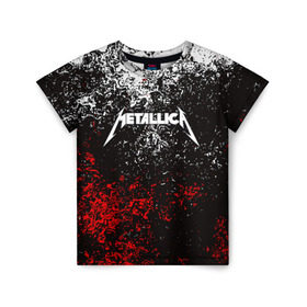 Детская футболка 3D с принтом METALLICA в городе Новоалтайск, 100% гипоаллергенный полиэфир | прямой крой, круглый вырез горловины, длина до линии бедер, чуть спущенное плечо, ткань немного тянется | Тематика изображения на принте: metallica | металлика