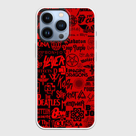 Чехол для iPhone 13 Pro с принтом ЛОГОТИПЫ РОК ГРУПП | ROCK в городе Новоалтайск,  |  | 30 seconds to mars | acdc | deep purple | depeche mode | him | in flames | iron maiden | manowar | megadeth | motorhead | offspring | placebo | queen | radiohead | rolling stones | slayer | slipknot | stigmata | system of a down | алиса | кисс | корн | лу