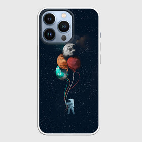 Чехол для iPhone 13 Pro с принтом Космонавт с Планетами в городе Новоалтайск,  |  | Тематика изображения на принте: astronaut | cosmonaut | nasa | planet | stars | астронавт | в космосе | галактика | космонавт | космос | планеты | с шариками | шарики