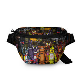 Поясная сумка 3D с принтом FIVE NIGHTS AT FREDDY\S в городе Новоалтайск, 100% полиэстер | плотная ткань, ремень с регулируемой длиной, внутри несколько карманов для мелочей, основное отделение и карман с обратной стороны сумки застегиваются на молнию | 5 ночей с фредди | animation | bonnie | chica | five nights at freddys | fnaf | foxy | freddy | funny | horror | scary | бонни | майк | пять | ужас | фнаф | фокси | фредди | чика | шмидт