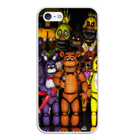 Чехол для iPhone 5/5S матовый с принтом FIVE NIGHTS AT FREDDY S в городе Новоалтайск, Силикон | Область печати: задняя сторона чехла, без боковых панелей | 5 ночей с фредди | animation | bonnie | chica | five nights at freddys | fnaf | foxy | freddy | funny | horror | scary | бонни | майк | пять | ужас | фнаф | фокси | фредди | чика | шмидт