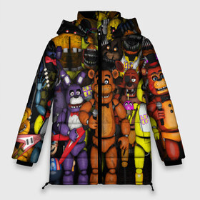 Женская зимняя куртка 3D с принтом FIVE NIGHTS AT FREDDYS в городе Новоалтайск, верх — 100% полиэстер; подкладка — 100% полиэстер; утеплитель — 100% полиэстер | длина ниже бедра, силуэт Оверсайз. Есть воротник-стойка, отстегивающийся капюшон и ветрозащитная планка. 

Боковые карманы с листочкой на кнопках и внутренний карман на молнии | 5 ночей с фредди | animation | bonnie | chica | five nights at freddys | fnaf | foxy | freddy | funny | horror | rdgsf19 | scary | бонни | майк | пять | ужас | фнаф | фокси | фредди | чика | шмидт