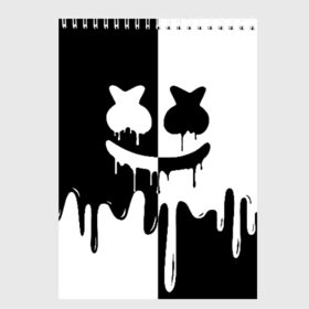 Скетчбук с принтом MARSHMELLO в городе Новоалтайск, 100% бумага
 | 48 листов, плотность листов — 100 г/м2, плотность картонной обложки — 250 г/м2. Листы скреплены сверху удобной пружинной спиралью | america | dj | marshmello | usa | америка | маршмелло