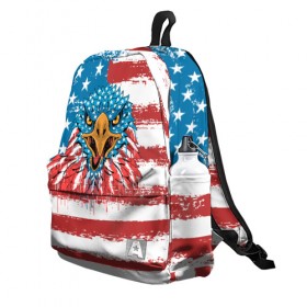 Рюкзак 3D с принтом American Eagle в городе Новоалтайск, 100% полиэстер | лямки с регулируемой длиной, сверху петелька, чтобы рюкзак можно было повесить на вешалку. Основное отделение закрывается на молнию, как и внешний карман. Внутри два дополнительных кармана, один из которых закрывается на молнию. По бокам два дополнительных кармашка | america | amerika | bird | eagle | flag | usa | америка | американский | орел | птица | соединенные | сша | флаг | штаты
