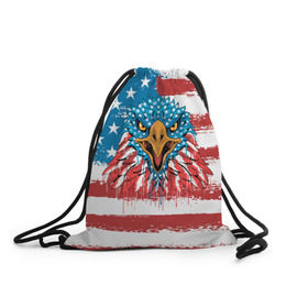 Рюкзак-мешок 3D с принтом American Eagle в городе Новоалтайск, 100% полиэстер | плотность ткани — 200 г/м2, размер — 35 х 45 см; лямки — толстые шнурки, застежка на шнуровке, без карманов и подкладки | america | amerika | bird | eagle | flag | usa | америка | американский | орел | птица | соединенные | сша | флаг | штаты