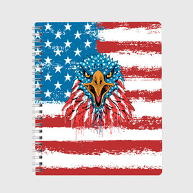 Тетрадь с принтом American Eagle в городе Новоалтайск, 100% бумага | 48 листов, плотность листов — 60 г/м2, плотность картонной обложки — 250 г/м2. Листы скреплены сбоку удобной пружинной спиралью. Уголки страниц и обложки скругленные. Цвет линий — светло-серый
 | america | amerika | bird | eagle | flag | usa | америка | американский | орел | птица | соединенные | сша | флаг | штаты