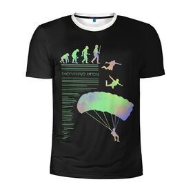 Мужская футболка 3D спортивная с принтом Skydiver evolution в городе Новоалтайск, 100% полиэстер с улучшенными характеристиками | приталенный силуэт, круглая горловина, широкие плечи, сужается к линии бедра | good morning | jump | motivation | skydiver | skydiving | sport | зож | мотивация | парашютист | парашютный спорт | прыжки с парашютом | спорт | успех | утро