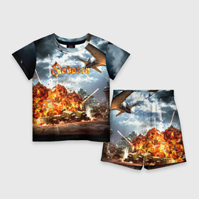Детский костюм с шортами 3D с принтом Sabaton в городе Новоалтайск,  |  | battle metal | primo victoria | sabaton | the art of war | the great war | группа | йоаким броден | латный ботинок | метал | пауэр | рыцарские доспехи | сабатон | собатон | хэви