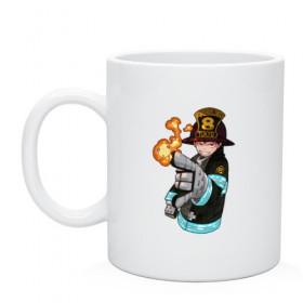 Кружка с принтом Fire Force №8 в городе Новоалтайск, керамика | объем — 330 мл, диаметр — 80 мм. Принт наносится на бока кружки, можно сделать два разных изображения | Тематика изображения на принте: anime | enen no shouboutai | fire force | fire force №8 | аниме | пламенная бригада пожарных