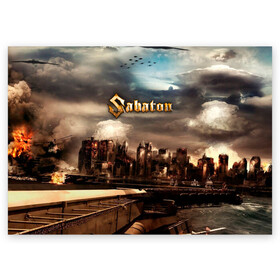 Поздравительная открытка с принтом Sabaton в городе Новоалтайск, 100% бумага | плотность бумаги 280 г/м2, матовая, на обратной стороне линовка и место для марки
 | battle metal | primo victoria | sabaton | the art of war | the great war | группа | йоаким броден | латный ботинок | метал | пауэр | рыцарские доспехи | сабатон | собатон | хэви
