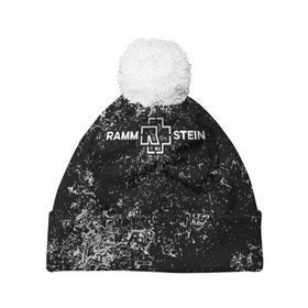 Шапка 3D c помпоном с принтом RAMMSTEIN в городе Новоалтайск, 100% полиэстер | универсальный размер, печать по всей поверхности изделия | 