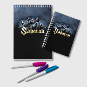 Блокнот с принтом Sabaton в городе Новоалтайск, 100% бумага | 48 листов, плотность листов — 60 г/м2, плотность картонной обложки — 250 г/м2. Листы скреплены удобной пружинной спиралью. Цвет линий — светло-серый
 | Тематика изображения на принте: battle metal | primo victoria | sabaton | the art of war | the great war | группа | йоаким броден | латный ботинок | метал | пауэр | рыцарские доспехи | сабатон | собатон | хэви