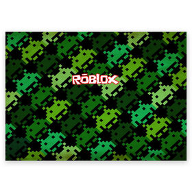 Поздравительная открытка с принтом ROBLOX в городе Новоалтайск, 100% бумага | плотность бумаги 280 г/м2, матовая, на обратной стороне линовка и место для марки
 | game | gamer | logo | minecraft | roblox | simulator | игра | конструктор | лого | симулятор | строительство | фигура