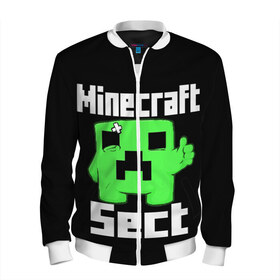 Мужской бомбер 3D с принтом Minecraft в городе Новоалтайск, 100% полиэстер | застегивается на молнию, по бокам два кармана без застежек, по низу бомбера и на воротнике - эластичная резинка | game | metallica | minecraft | mojang ab | sect | игра | инди | майнкрафт | майнкрафт секта | металлика