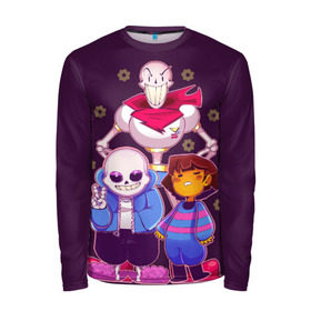 Мужской лонгслив 3D с принтом Персонажи Undertale в городе Новоалтайск, 100% полиэстер | длинные рукава, круглый вырез горловины, полуприлегающий силуэт | battle | chara | comics | frisk | sans | simulator | undertale | undertale 2 | андертейл | игра | комикс | папирус | санс | симулятор | скелет | сэнс | ундертэйл | фриск | чары