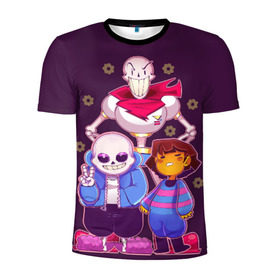 Мужская футболка 3D спортивная с принтом Персонажи Undertale в городе Новоалтайск, 100% полиэстер с улучшенными характеристиками | приталенный силуэт, круглая горловина, широкие плечи, сужается к линии бедра | battle | chara | comics | frisk | sans | simulator | undertale | undertale 2 | андертейл | игра | комикс | папирус | санс | симулятор | скелет | сэнс | ундертэйл | фриск | чары
