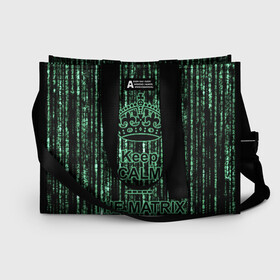 Сумка-шоппер 3D с принтом THE MATRIX HAS YOU в городе Новоалтайск, 100% полиэстер | застегивается на металлическую кнопку; внутренний карман застегивается на молнию. Стенки укреплены специальным мягким материалом, чтобы защитить содержимое от несильных ударов
 | matrix | андерсон | киану | код | компьютер. монитор. пк | матрица | послание | ривз | сообщение | томас