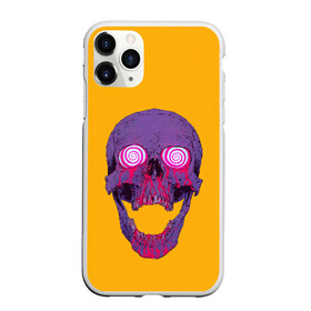 Чехол для iPhone 11 Pro Max матовый с принтом Гипно Череп в городе Новоалтайск, Силикон |  | Тематика изображения на принте: skull | гипноз | гипнотизирует | желтый | желтый фон | завихрение | зубы | кости | кость | кровавый | кровь | кружение | линии | лук | череп | черепа