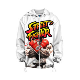 Детская куртка 3D с принтом Street fighter в городе Новоалтайск, 100% полиэстер | застежка — молния, подол и капюшон оформлены резинкой с фиксаторами, по бокам — два кармана без застежек, один потайной карман на груди, плотность верхнего слоя — 90 г/м2; плотность флисового подклада — 260 г/м2 | Тематика изображения на принте: capcom | fighter | fighting | street | боец | суторито фаита | уличный | файтинг