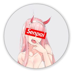 Коврик для мышки круглый с принтом Senpai 02 в городе Новоалтайск, резина и полиэстер | круглая форма, изображение наносится на всю лицевую часть | 02 | ahegao | anime | darling in the franxx | franxx | manga | senpai | аниме | ахегао | манга | милый во франксе | сенпай | франкс