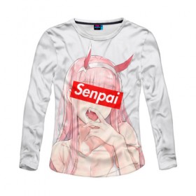 Женский лонгслив 3D с принтом Senpai 02 в городе Новоалтайск, 100% полиэстер | длинные рукава, круглый вырез горловины, полуприлегающий силуэт | 02 | ahegao | anime | darling in the franxx | franxx | manga | senpai | аниме | ахегао | манга | милый во франксе | сенпай | франкс