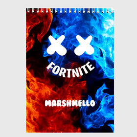 Скетчбук с принтом MARSHMELLO в городе Новоалтайск, 100% бумага
 | 48 листов, плотность листов — 100 г/м2, плотность картонной обложки — 250 г/м2. Листы скреплены сверху удобной пружинной спиралью | america | dj | fortnite | marshmello | usa | америка | маршмелло | фортнайт