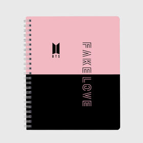 Тетрадь с принтом BTS Fake Love в городе Новоалтайск, 100% бумага | 48 листов, плотность листов — 60 г/м2, плотность картонной обложки — 250 г/м2. Листы скреплены сбоку удобной пружинной спиралью. Уголки страниц и обложки скругленные. Цвет линий — светло-серый
 | bts | bts army | bts fake love | fake love | kpop | бтс | кпоп