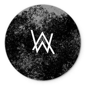 Коврик для мышки круглый с принтом ALAN WALKER в городе Новоалтайск, резина и полиэстер | круглая форма, изображение наносится на всю лицевую часть | alan walker | aw | electro | electro music | music | алан уокер | музыка | музыкант | электро | электронная музыка