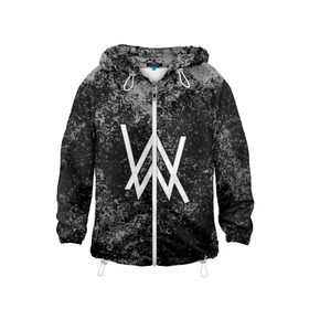 Детская ветровка 3D с принтом ALAN WALKER в городе Новоалтайск, 100% полиэстер | подол и капюшон оформлены резинкой с фиксаторами, по бокам два кармана без застежек, один потайной карман на груди | Тематика изображения на принте: alan walker | aw | electro | electro music | music | алан уокер | музыка | музыкант | электро | электронная музыка
