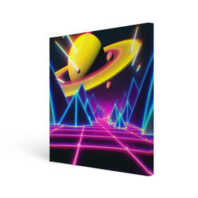 Холст квадратный с принтом САТУРН в городе Новоалтайск, 100% ПВХ |  | bright | colorful | cool | disco | music | music lover | retro | speaker | tape recorder | technique | vintage | винтаж | динамик | диско | магнитофон | меломан | музыка | неон | разноцветный | ретро | техника