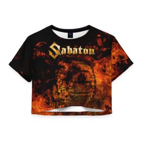 Женская футболка Cropp-top с принтом Sabaton в городе Новоалтайск, 100% полиэстер | круглая горловина, длина футболки до линии талии, рукава с отворотами | heavy | metal | power | sabaton | метал | пауэр | сабатон | хэви