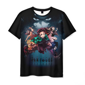 Мужская футболка 3D с принтом Kimetsu no Yaiba в городе Новоалтайск, 100% полиэфир | прямой крой, круглый вырез горловины, длина до линии бедер | blade of demon | demon slayer | kimetsu no yaiba | клинок | рассекающий демонов