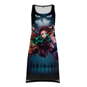 Платье-майка 3D с принтом Kimetsu no Yaiba в городе Новоалтайск, 100% полиэстер | полуприлегающий силуэт, широкие бретели, круглый вырез горловины, удлиненный подол сзади. | blade of demon | demon slayer | kimetsu no yaiba | клинок | рассекающий демонов