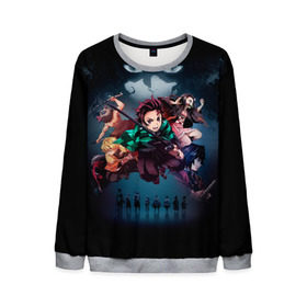 Мужской свитшот 3D с принтом Kimetsu no Yaiba в городе Новоалтайск, 100% полиэстер с мягким внутренним слоем | круглый вырез горловины, мягкая резинка на манжетах и поясе, свободная посадка по фигуре | blade of demon | demon slayer | kimetsu no yaiba | клинок | рассекающий демонов