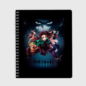 Тетрадь с принтом Kimetsu no Yaiba в городе Новоалтайск, 100% бумага | 48 листов, плотность листов — 60 г/м2, плотность картонной обложки — 250 г/м2. Листы скреплены сбоку удобной пружинной спиралью. Уголки страниц и обложки скругленные. Цвет линий — светло-серый
 | blade of demon | demon slayer | kimetsu no yaiba | клинок | рассекающий демонов