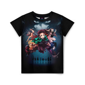 Детская футболка 3D с принтом Kimetsu no Yaiba в городе Новоалтайск, 100% гипоаллергенный полиэфир | прямой крой, круглый вырез горловины, длина до линии бедер, чуть спущенное плечо, ткань немного тянется | blade of demon | demon slayer | kimetsu no yaiba | клинок | рассекающий демонов