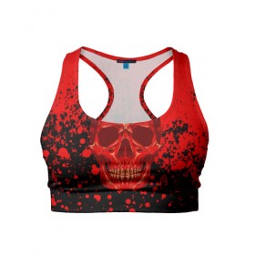 Женский спортивный топ 3D с принтом Devil Skull в городе Новоалтайск, 82% полиэстер, 18% спандекс Ткань безопасна для здоровья, позволяет коже дышать, не мнется и не растягивается |  | blood | devil | halloween | horror | paint | skull | дьявол | краска | кровь | страшный | хеллоуин | хэлуин | череп
