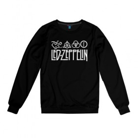 Женский свитшот хлопок с принтом Led Zeppelin в городе Новоалтайск, 100% хлопок | прямой крой, круглый вырез, на манжетах и по низу широкая трикотажная резинка  | led | led zeppelin | lz | zoso | группа | джимми пейдж | джон генри бонэм | джон пол джонс | зосо | лед зепелен | лед зеппелин | ледзепелен | ледзеппелин | лз | метал | роберт плант | рок | тяжелый