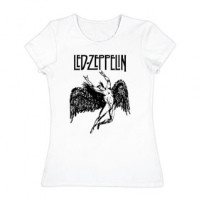 Женская футболка хлопок с принтом Led Zeppelin в городе Новоалтайск, 100% хлопок | прямой крой, круглый вырез горловины, длина до линии бедер, слегка спущенное плечо | led | led zeppelin | lz | zoso | группа | джимми пейдж | джон генри бонэм | джон пол джонс | зосо | лед зепелен | лед зеппелин | ледзепелен | ледзеппелин | лз | метал | роберт плант | рок | тяжелый