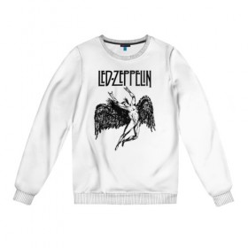 Женский свитшот хлопок с принтом Led Zeppelin в городе Новоалтайск, 100% хлопок | прямой крой, круглый вырез, на манжетах и по низу широкая трикотажная резинка  | led | led zeppelin | lz | zoso | группа | джимми пейдж | джон генри бонэм | джон пол джонс | зосо | лед зепелен | лед зеппелин | ледзепелен | ледзеппелин | лз | метал | роберт плант | рок | тяжелый