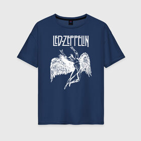 Женская футболка хлопок Oversize с принтом Led Zeppelin в городе Новоалтайск, 100% хлопок | свободный крой, круглый ворот, спущенный рукав, длина до линии бедер
 | led | led zep | led zeppelin | ledzep | lz | zoso | группа | джимми пейдж | джон генри бонэм | джон пол джонс | зосо | лед зепелен | лед зеппелин | ледзепелен | ледзеппелин | роберт плант | рок