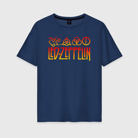 Женская футболка хлопок Oversize с принтом Led Zeppelin в городе Новоалтайск, 100% хлопок | свободный крой, круглый ворот, спущенный рукав, длина до линии бедер
 | led zeppelin | лед зеппелин