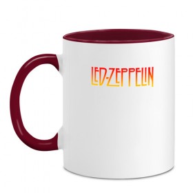 Кружка двухцветная с принтом Led Zeppelin в городе Новоалтайск, керамика | объем — 330 мл, диаметр — 80 мм. Цветная ручка и кайма сверху, в некоторых цветах — вся внутренняя часть | Тематика изображения на принте: led zeppelin | лед зеппелин