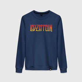 Женский свитшот хлопок с принтом Led Zeppelin в городе Новоалтайск, 100% хлопок | прямой крой, круглый вырез, на манжетах и по низу широкая трикотажная резинка  | led zeppelin | лед зеппелин